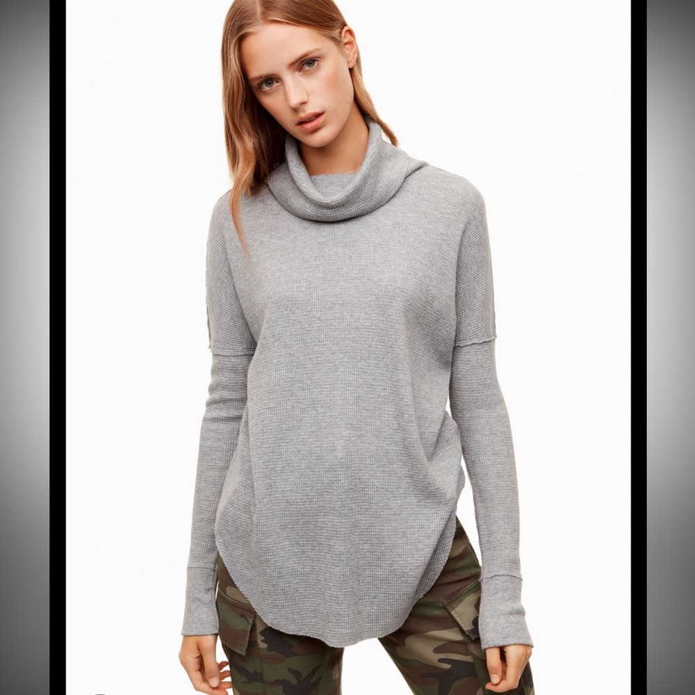 The Group Babaton Waffle Knit Cowl Neck Sweater